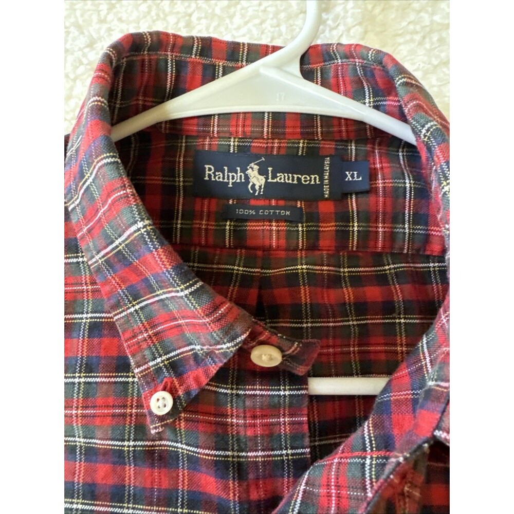 Polo Ralph Lauren Shirt Mens XL Red Blue Green Plaid Button Down Preppy - Picture 4 of 10